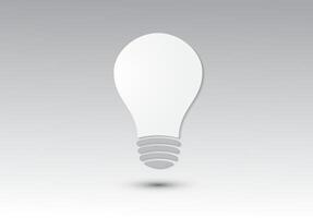 A white light bulb icon with shadow on black and white background vector