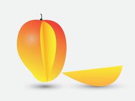 Ripe sweet mango with slice part on white background vector