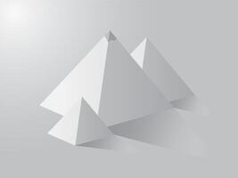 A group of white pyramids casting shadow on white background vector