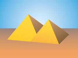 Two golden pyramids of Cairo in desert under blue sky vector