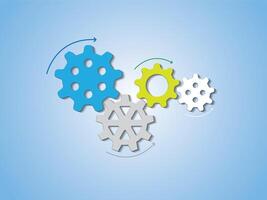 A set of colorful gears of machine in industrial revolution vector