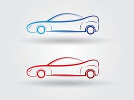 A blue sports car for logo and icon with shadow illustration vector