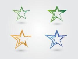 A set of colorful star sign logo with shadow on white background illustration vector