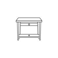 Table line art on a white background vector