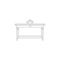 Table line art on a white background vector