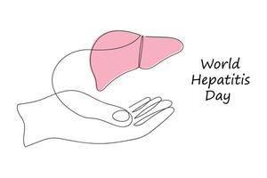World Hepatitis Day in one continuous line in color. One line drawing, minimalism. vector