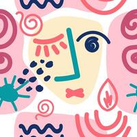 seamless abstract colorful pattern with blue, red, green different shapes. texture art vector