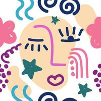 seamless abstract colorful pattern with blue, red, green different shapes.texture art vector