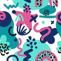 seamless abstract colorful pattern with blue, pink, green different shapes vector