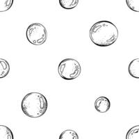 Round bubbles of water, soap. Marine illustration of the underwater world hand drawn in black ink graphically. seamless pattern, pattern, ornament, simple in EPS vector