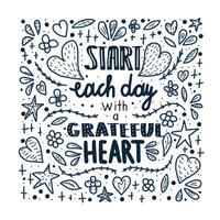 Start each day with a grateful heart poster. vector