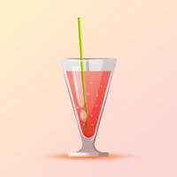 Peach juice in a glass with a straw vector