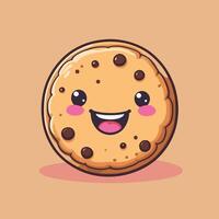 Cheerful chocolate chip cookie character cartoon illustration vector