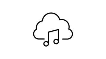 cloud computing outline icon animation. transparent background video