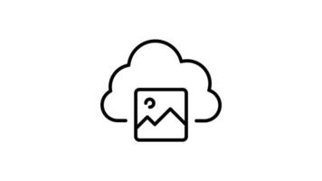 cloud computing outline icon animation. transparent background video