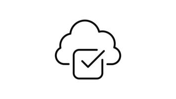 cloud computing outline icon animation. transparent background video
