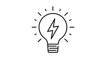 Animated Idea lightbulb icon in outline style video