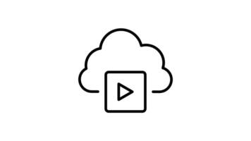 cloud computing outline icon animation. transparent background video
