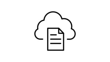 cloud computing outline icon animation. transparent background video