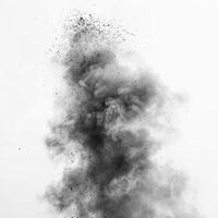 Dynamic black and white image capturing a detailed smoke explosion, ideal for backgrounds and overlays. photo