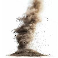 A towering cloud of volcanic ash rises dramatically against a stark white backdrop, illustrating the power of natural disasters. photo