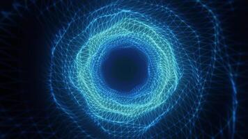 Abstract bright blue glowing background with a tunnel of lines and stripes video