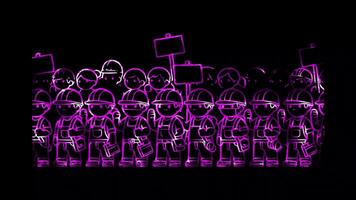 Glowing looping Labor Day Workers advocating for fair wages and benefits. neon frame effect, black background. video