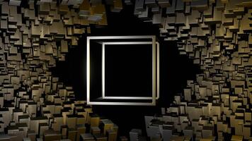 Gold and Silver Rotation Glossy Cube Frame Background VJ Loop in 4K video