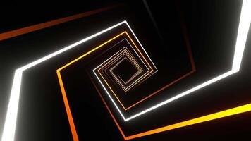 Orange and White Square Spiral Neon Light Movement Background VJ Loop in 4K video