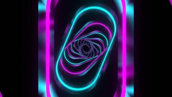 Cyan and Pink Neon Spiral Ellipse Tunnel Background VJ Loop in 4K video