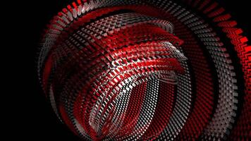 rojo y plata resumen rotación de cúbico anillos antecedentes vj lazo en 4k video