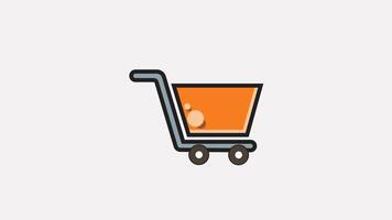 Animated of Shopping cart with bag, ideal for retail, shopping, groceries, ecommerce, consumerism, online shopping, website, app, advertisement, commercial use. video
