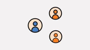Animated of Illustration a network with various individuals interconnected, perfect for explaining social relationships or team dynamics in presentations and infographics. video