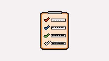 Animated of a clipboard with a checklist on it,Perfect for project management, planning, organization, and productivityfocused concepts. Checklists, tasks, todo lists, and assessments are covered. video