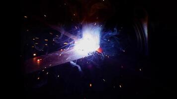 Industrial Metal Welding Sparks and Flashes Flying video