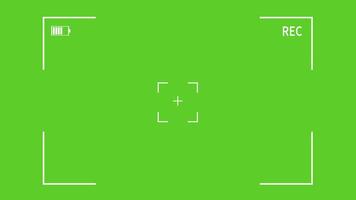 Camera Recording screen Green Screen Animation. Camera display ratio Framed viewfinder with recording sign blinked. recorder Modern digital dslr display settings. video