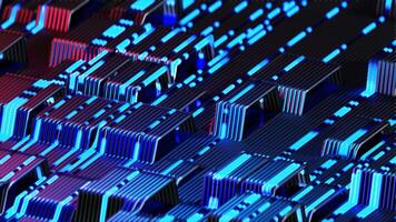a computer chip with blue and red lights loop animation video