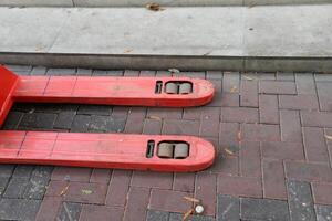 Trolley wheel for transporting heavy loads. photo