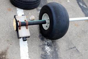 Trolley wheel for transporting heavy loads. photo