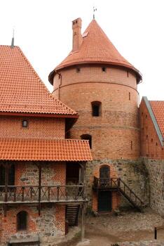 Trakai Lithuania 01 07 2024 . Trakai island castle of the Lithuanian princes on the island of Lake Galve photo