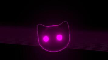The cat's head moves to the beat of the music on the Music Visualizer With Waves background, seamless loop video