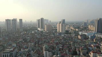 Aerial View of Hanoi City Skyline at Dawn, Vietnam. video