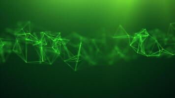 Abstract background of green plexus connected by lines and dots, nodes. Smooth looped motion scientific pattern. Neural networks concept on green background. Intersection Full HD, 60fps, 4k, HUD. video