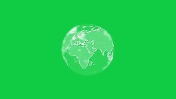 3d earth rotating hologram loop animation isolated on green screen background video