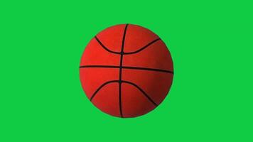 3d basketball tournant, filage boucle animation sur vert écran Contexte video