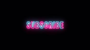Youtube Subscribe Text Neon Glow Animation on a Transparent Background video