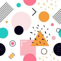 Memphis seamless pattern. tile with different geometric shapes, lines and dots. Abstract minimal design on white background for wrapping paper, textile, posters. vector