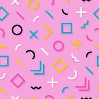 Memphis seamless pattern. tile with different geometric elements and lines. Abstract minimal design on pink background for wrapping paper, textile, posters. vector