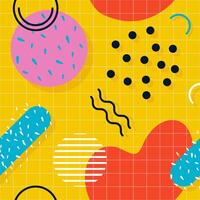 Memphis seamless pattern. tile with different geometric shapes, lines and dots. Abstract minimal design on yellow background for wrapping paper, textile, posters. vector
