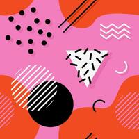 Memphis seamless pattern. tile with different geometric shapes, lines and dots. Abstract minimal design on red background for wrapping paper, textile, posters. vector